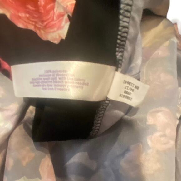 Cacique Black Floral Satin Kimono Robe with Lace Trim Size 22/24 - Picture 6 of 7